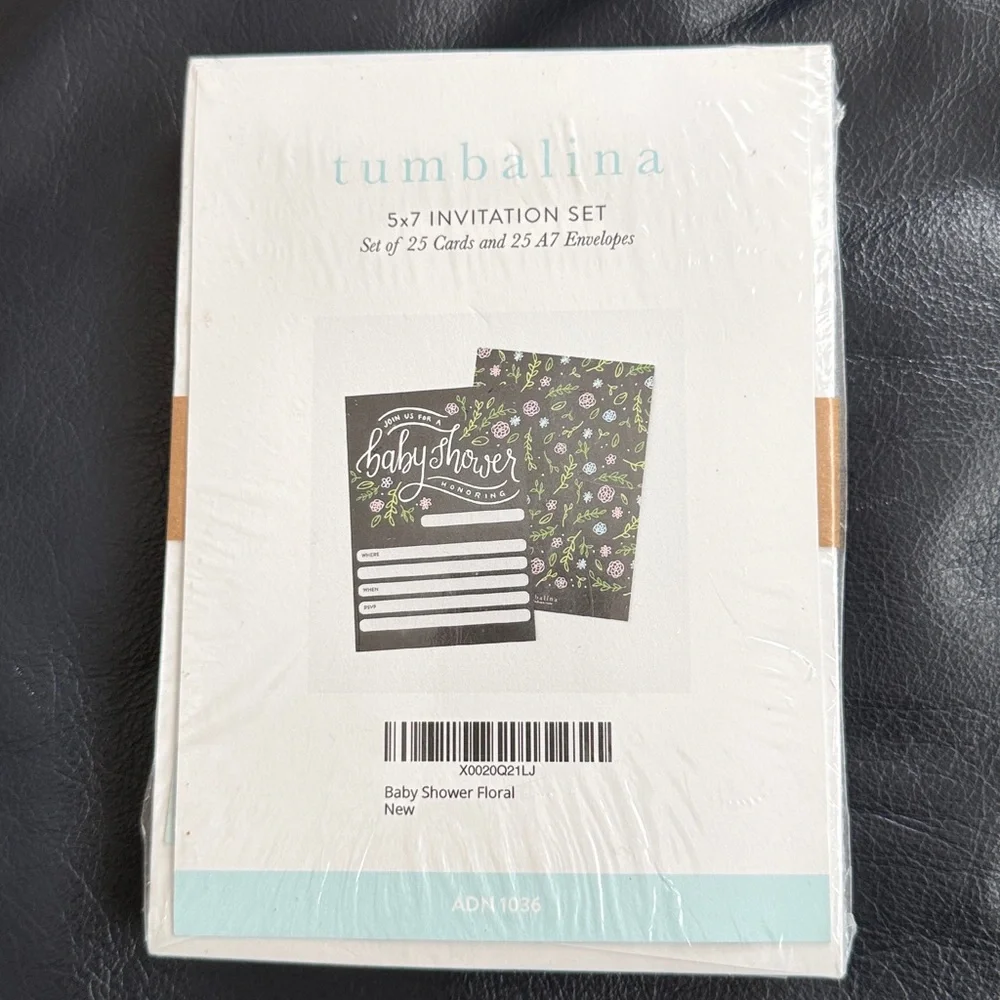 Baby Shower Invitation Cards - Gray Floral. 2 bags of 25 each. Total 50!
